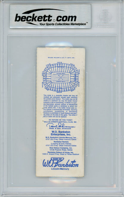 Tony Dorsett Autographed 1983 Dallas Cowboys vs Eagles Ticket Beckett Slab