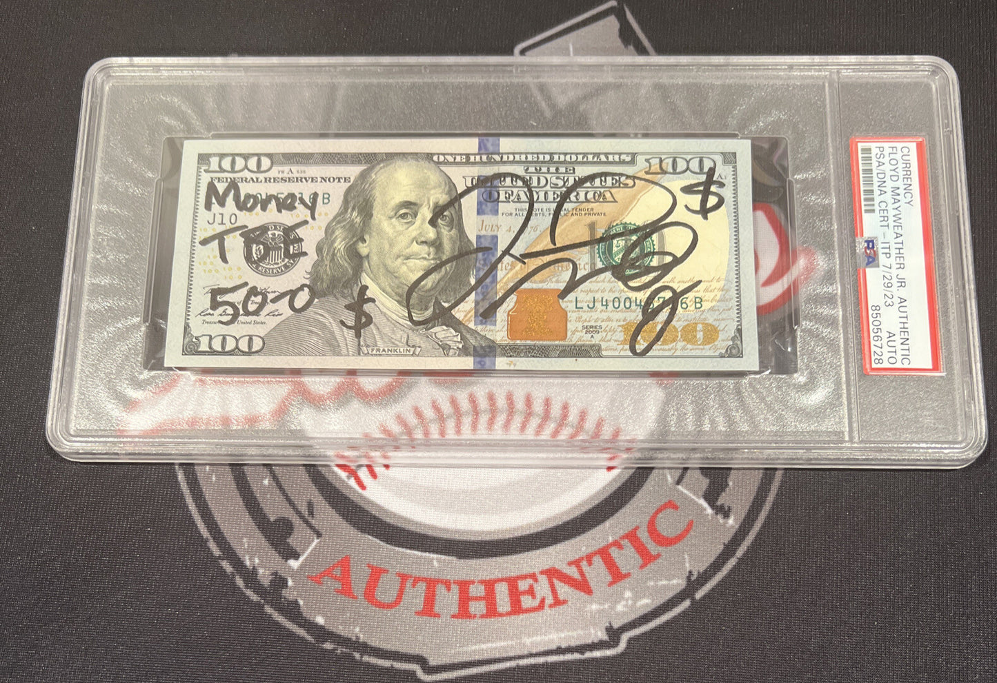 Floyd Mayweather Jr. Signed $100 Bill with Inscriptions (PSA)