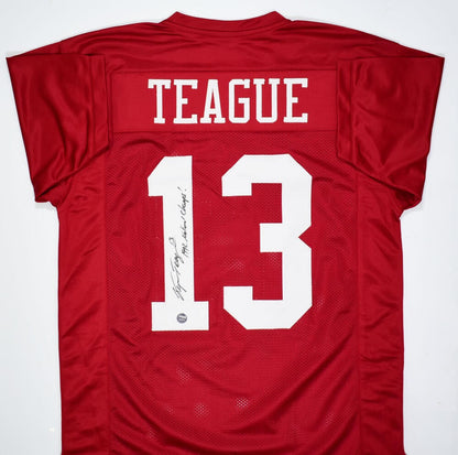 George Teague Signed Alabama Style Crimson Jersey - 1992 Champs Inscription