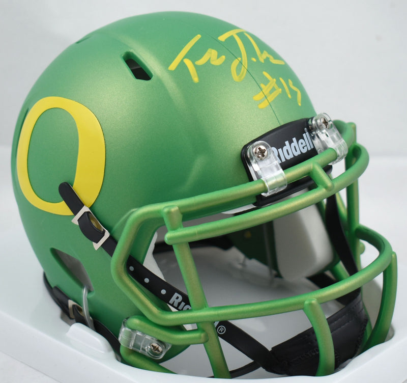 Tez Johnson Signed Oregon Ducks Green Speed Mini Helmet