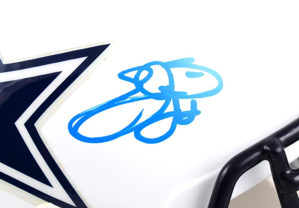 Emmitt Smith Signed Dallas Cowboys Full Size Flat White Speed Helmet