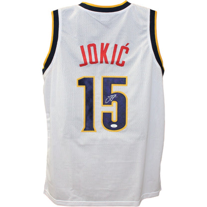 Nikola Jokic Autographed Pro Style White Basketball Jersey