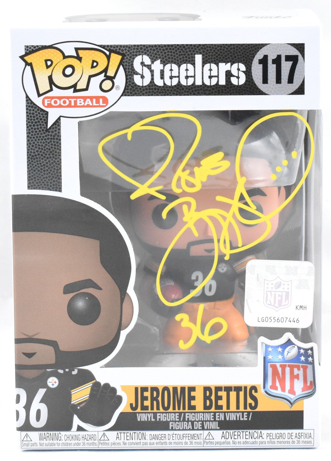 Jerome Bettis Signed Pittsburgh Steelers Funko Pop Figurine #117