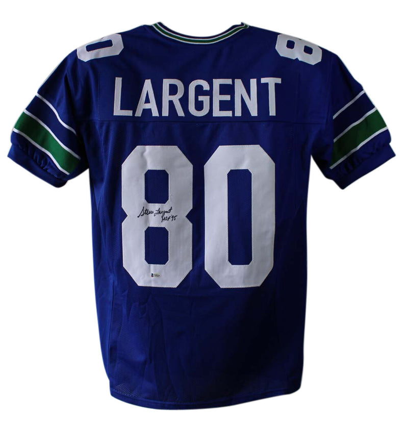 Steve Largent Autographed HOF Inscribed Blue Pro Style Jersey (Beckett)