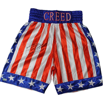 Michael B. Jordan Signed Creed USA Boxing Trunks (Beckett COA)