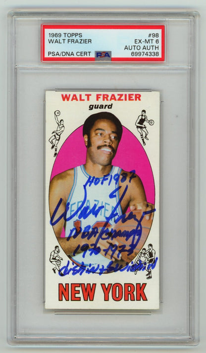 Walt Frazier Signed 1969-70 Topps Rookie Card PSA 6 - New York Knicks