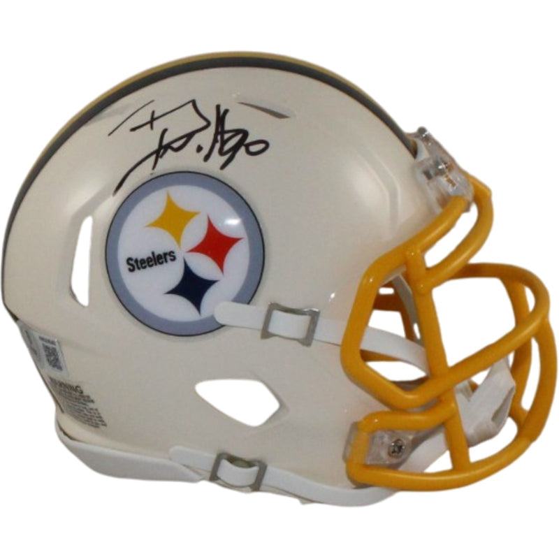 TJ Watt Autographed Pittsburgh Steelers Retro Mini Helmet (Beckett Witness)