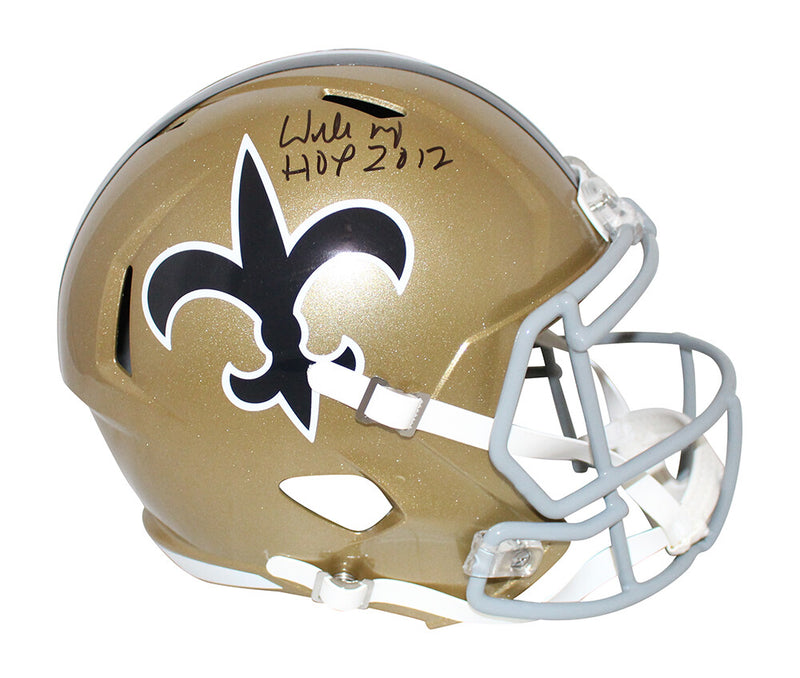 Willie Roaf Signed New Orleans Saints Throwback Speed Replica Helmet HOF BAS