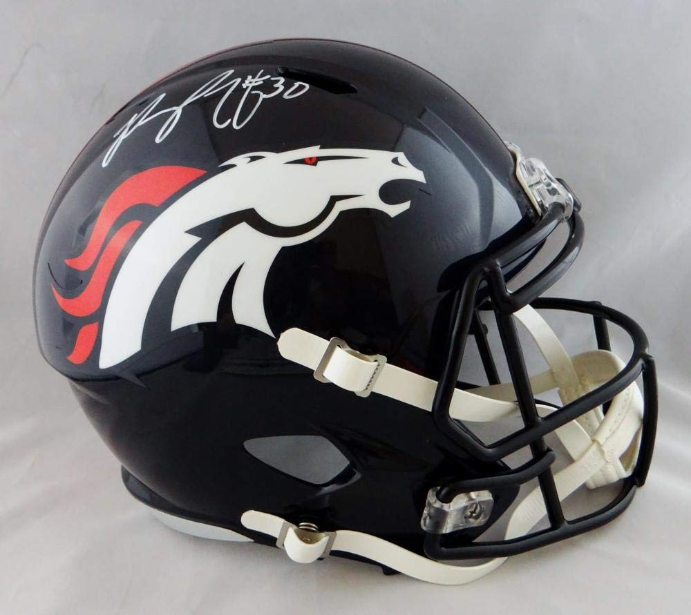 Phillip Lindsay Signed Denver Broncos White Full Size Speed Helmet
