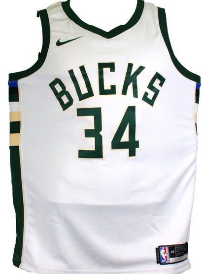 Giannis Antetokounmpo Signed Milwaukee Bucks White Swingman Jersey