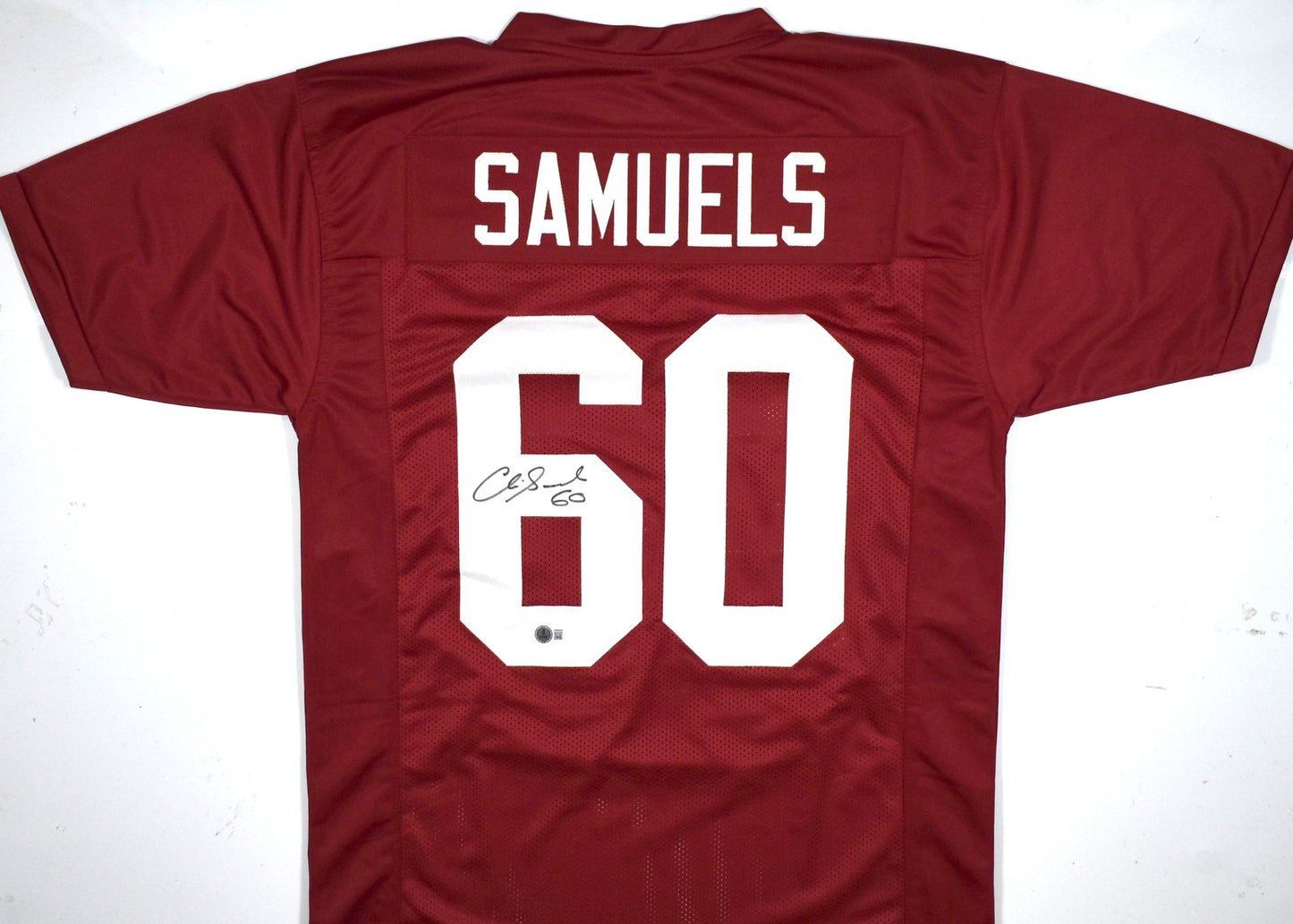 Chris Samuels Autographed Crimson Custom College Style Jersey