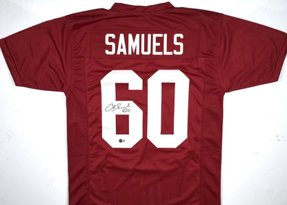 Chris Samuels Autographed Crimson Custom College Style Jersey