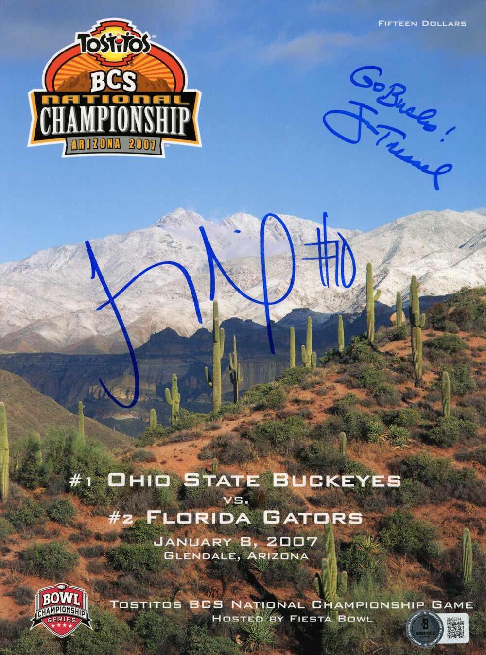 Jim Tressel & Troy Smith Signed 2007 National Championship Program