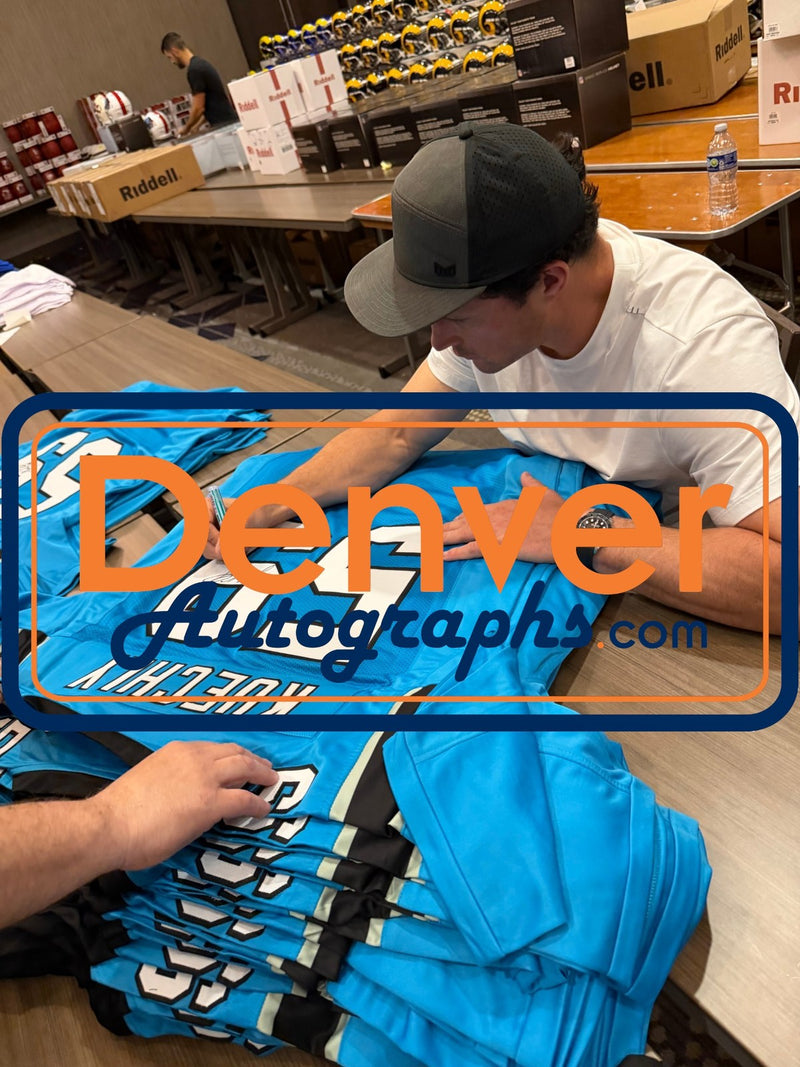 Luke Kuechly Signed Teal Jersey - HOF Inscribed