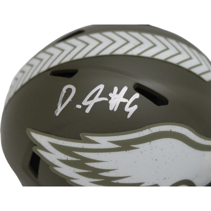 Devonta Smith Signed Philadelphia Eagles 2022 Salute to Service Mini Helmet