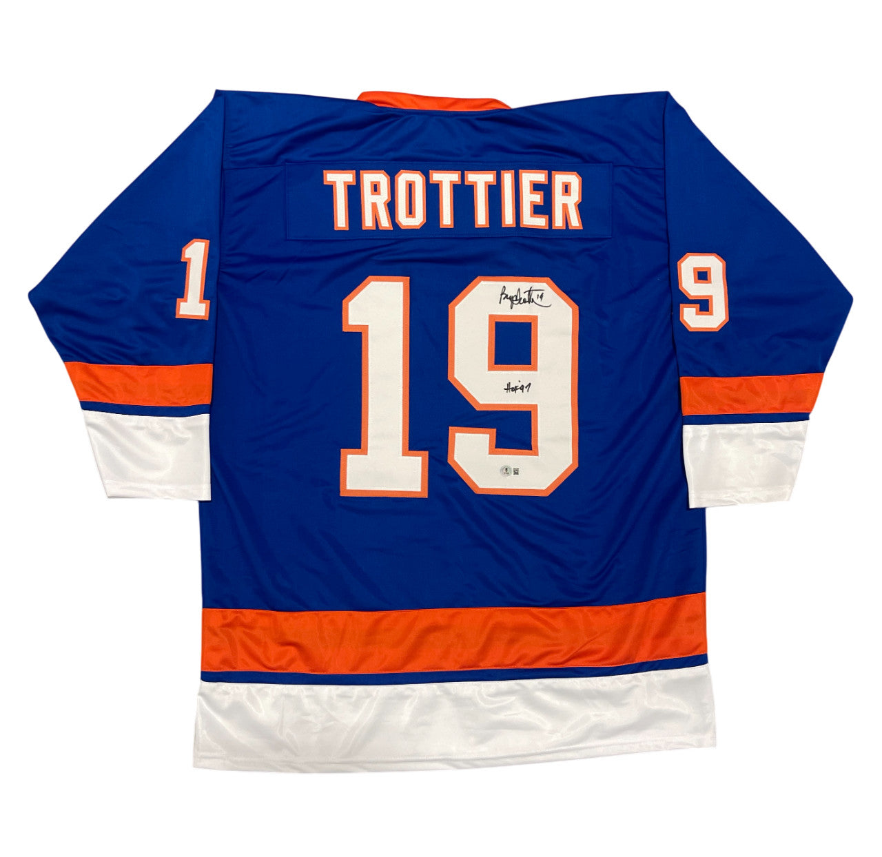 Bryan Trottier Signed New York Islanders Custom Jersey HOF 97 Beckett