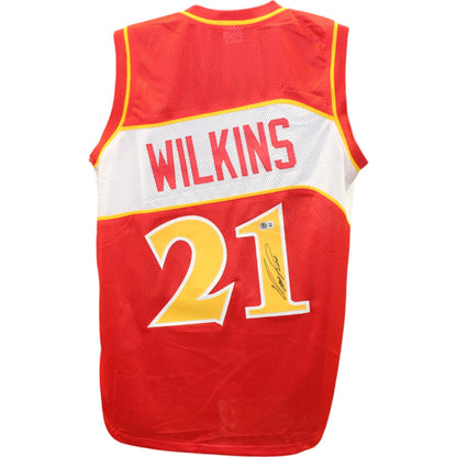 Dominique Wilkins Autographed Red Pro Style Custom Jersey (Beckett)