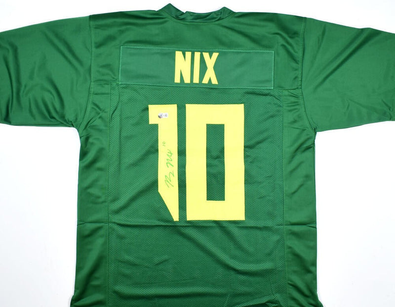 Bo Nix Signed Green Custom College Style Football Jersey