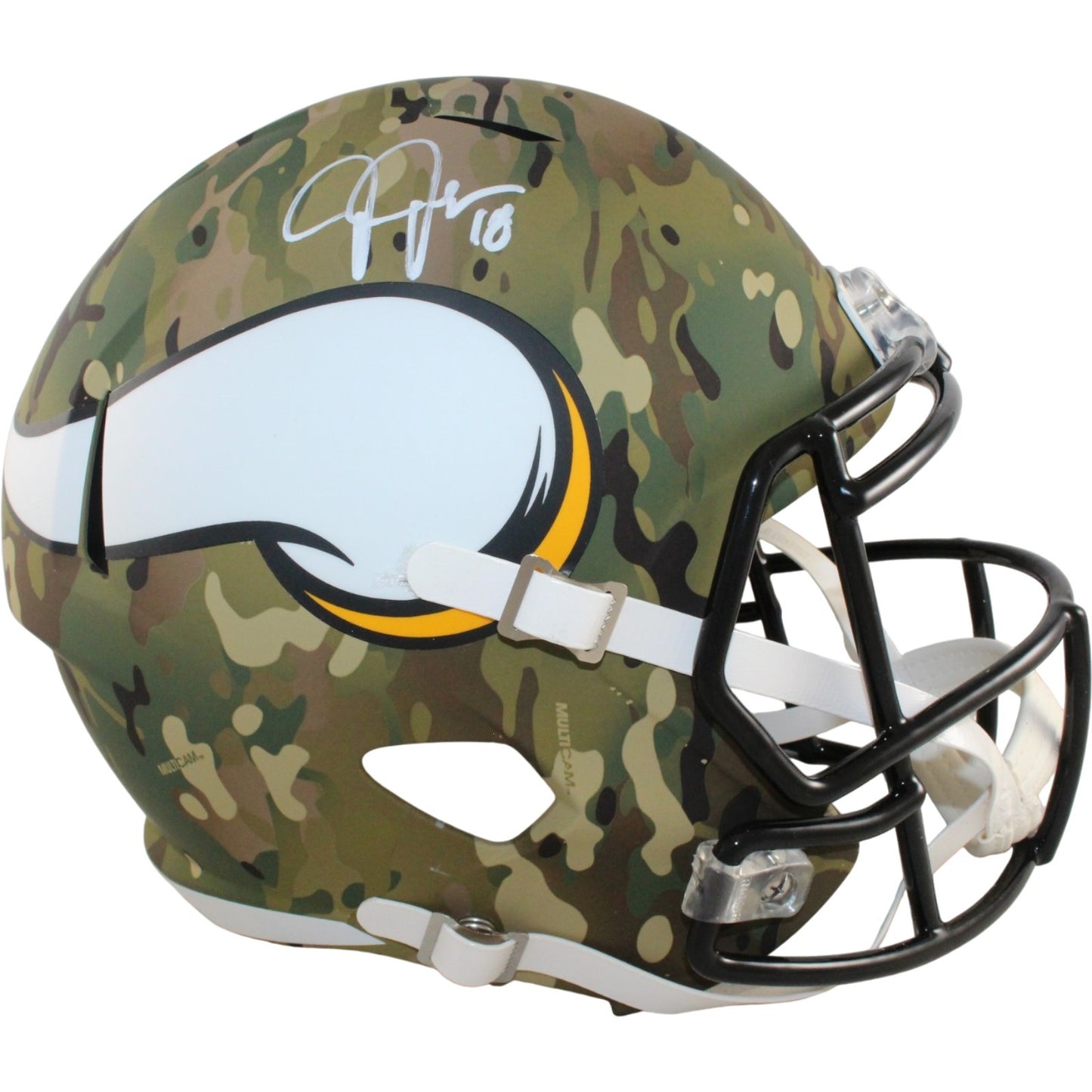 Justin Jefferson Autographed Minnesota Vikings Full Size Camo Helmet