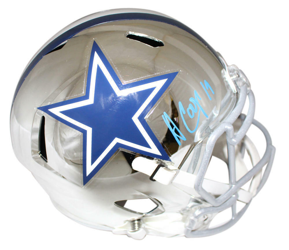 Amari Cooper Signed Dallas Cowboys Full Size Chrome Replica Helmet JSA