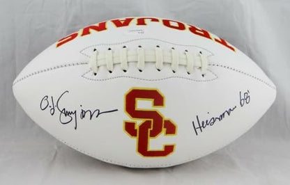 O.J. Simpson Signed USC Trojans Logo Football Inscribed Heisman 68
