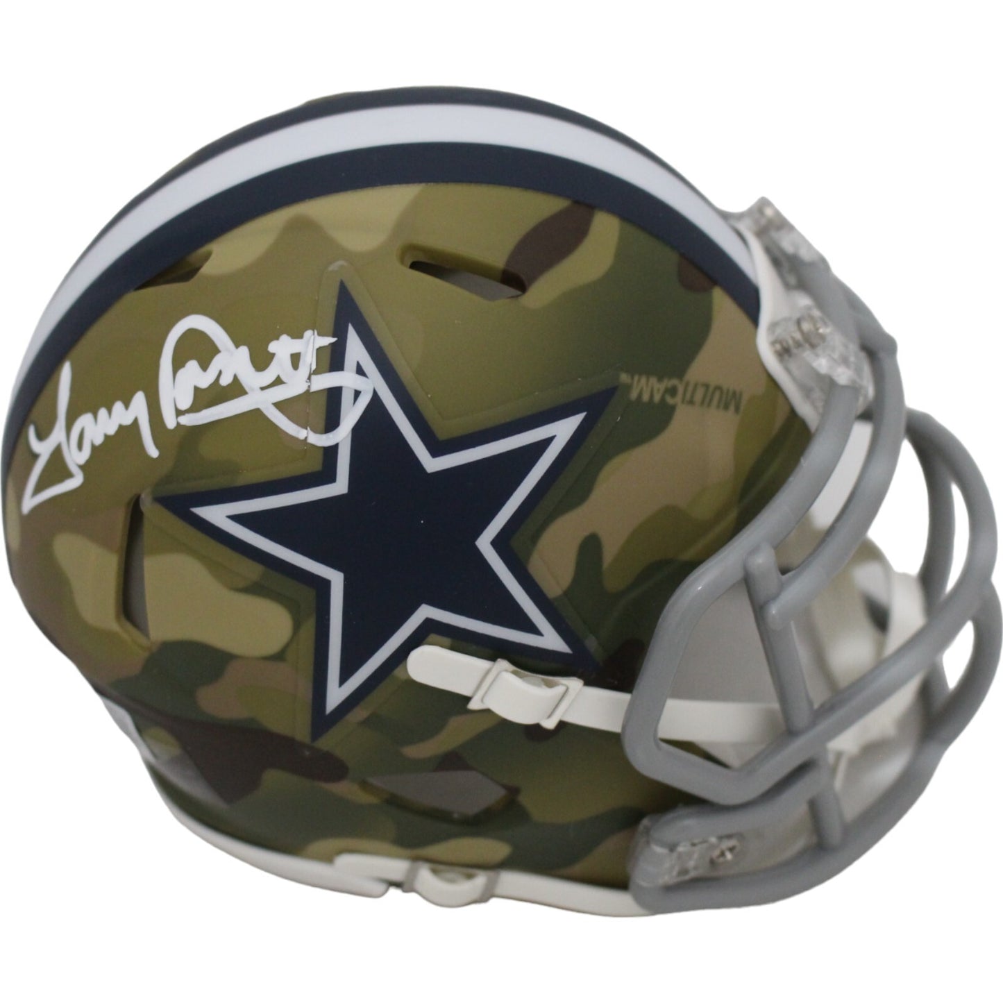 Tony Dorsett Signed Dallas Cowboys Camo Speed Mini Helmet