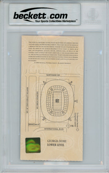 Emmitt Smith Signed Dallas Cowboys Super Bowl XXVIII Ticket Stub BAS Slab