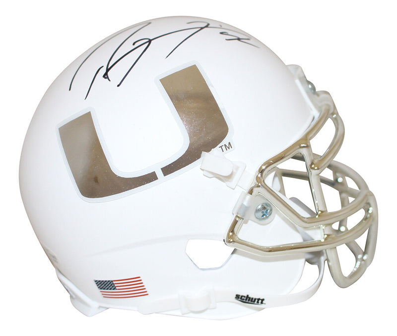 Ray Lewis Miami Hurricanes Autographed White Chrome Mini Helmet BAS