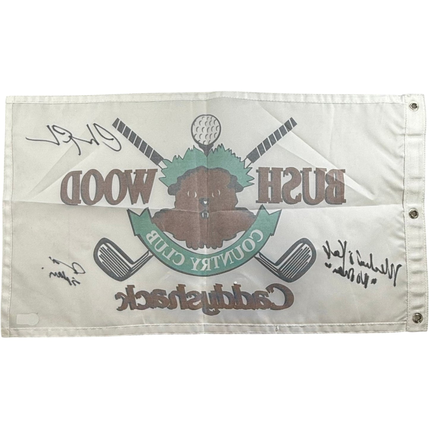 Chevy Chase, Michael O'Keefe & Cindy Morgan Signed Caddyshack Flag