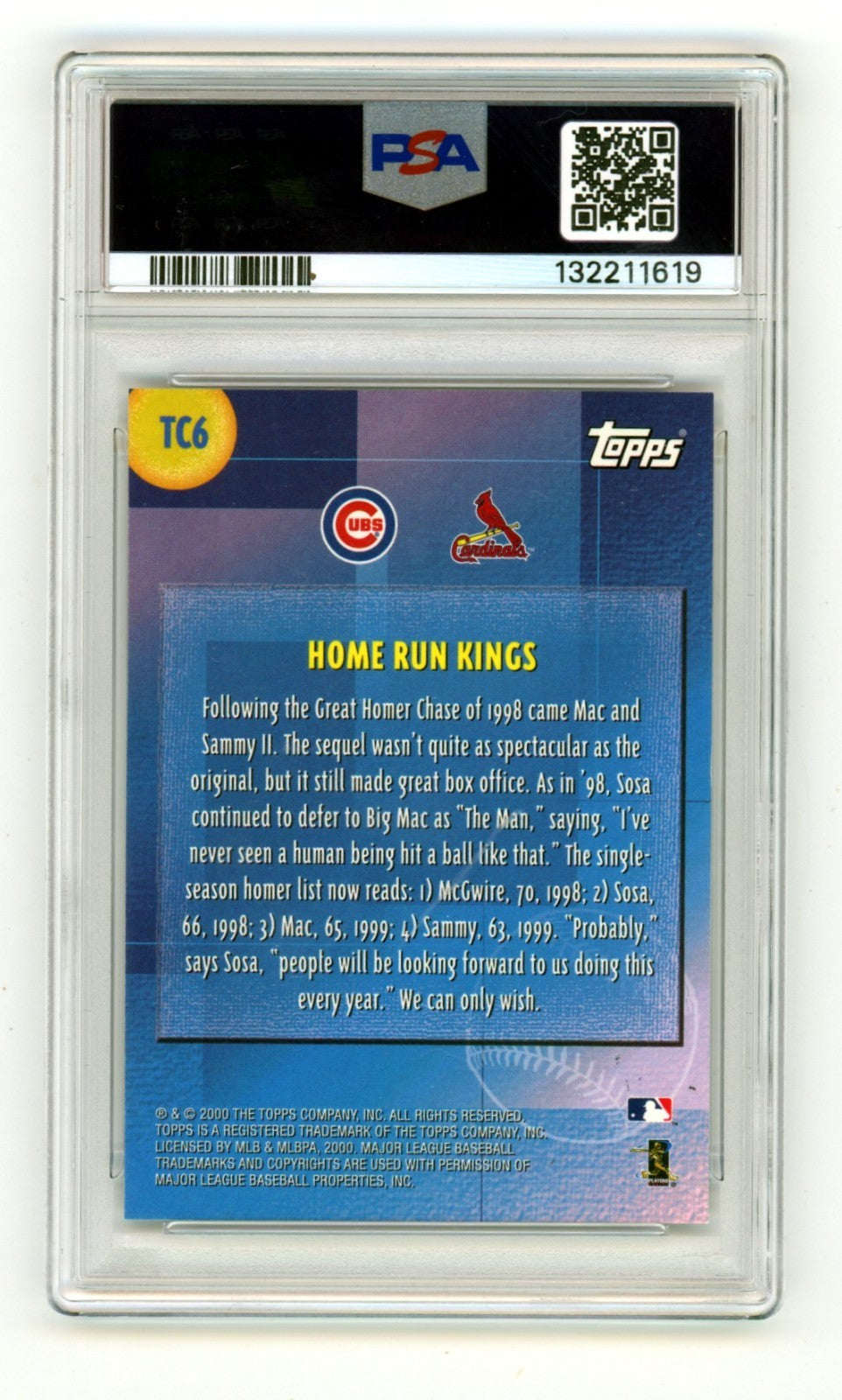 Sammy Sosa & Mark McGwire Dual Signed 2000 Topps HR Kings PSA Card