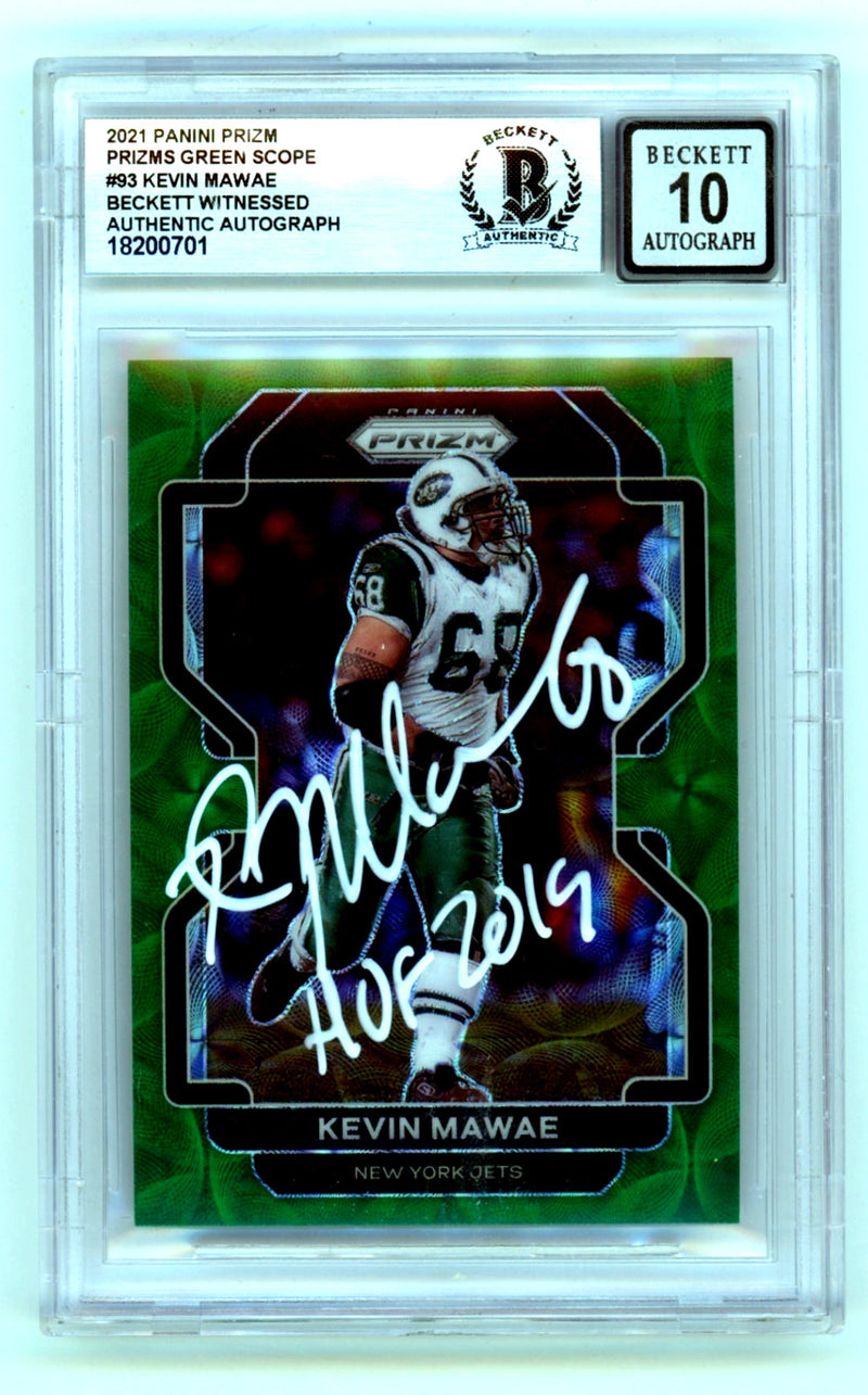 Kevin Mawae Signed 2021 Panini Prizm Green Scope Card /75 BGS 10 Auto