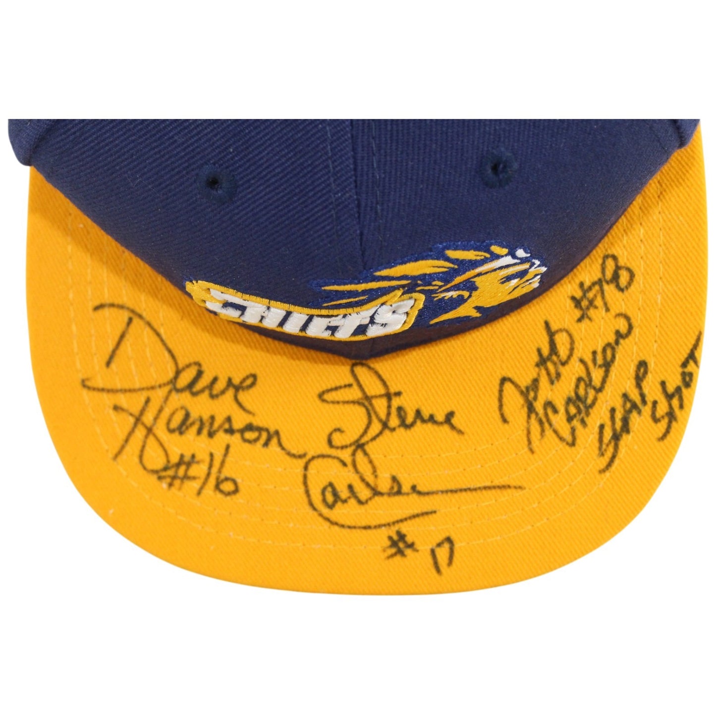 Hanson Brothers Slap Shot Autographed Charlestown Chiefs Snapback Hat