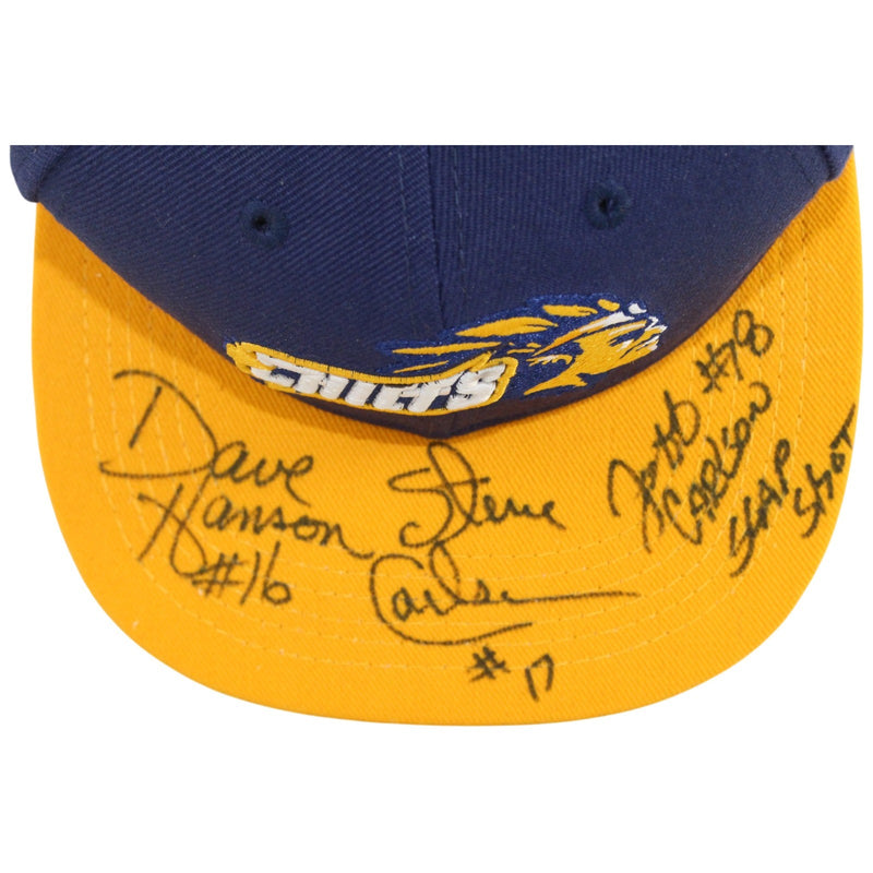 Hanson Brothers Slap Shot Autographed Charlestown Chiefs Snapback Hat