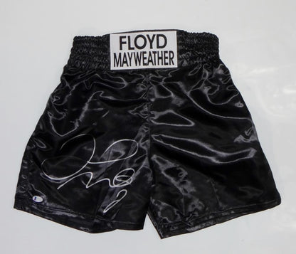 Floyd Mayweather Autographed Black Custom Boxing Trunks
