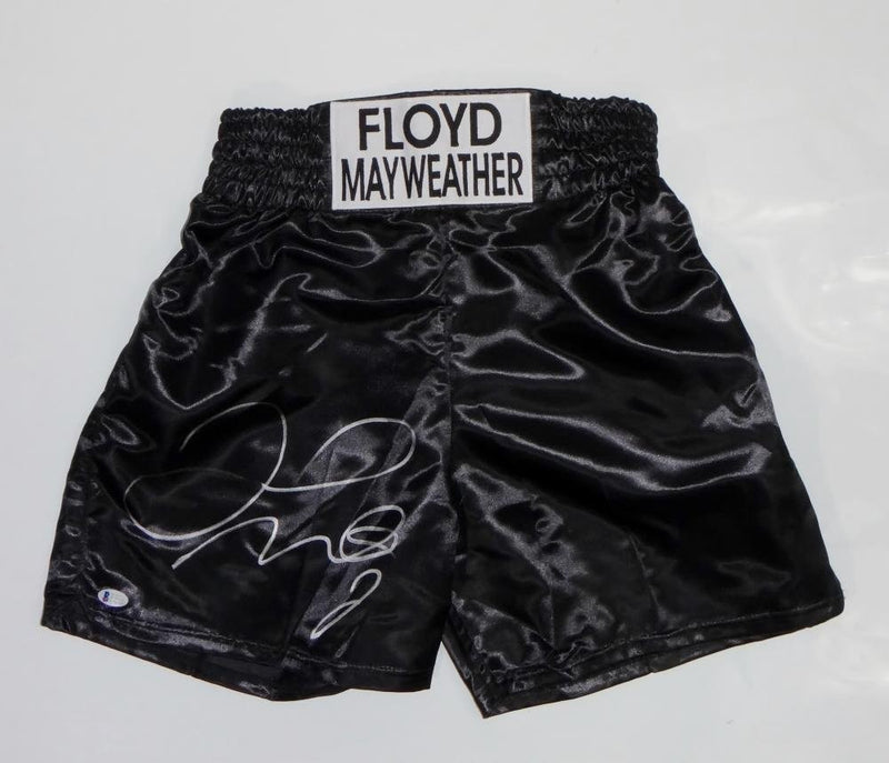 Floyd Mayweather Autographed Black Custom Boxing Trunks