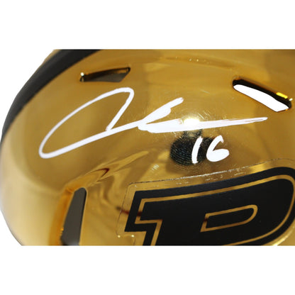 Aidan O'Connell Signed Purdue Boilermakers Gold Chrome Mini Helmet Beckett