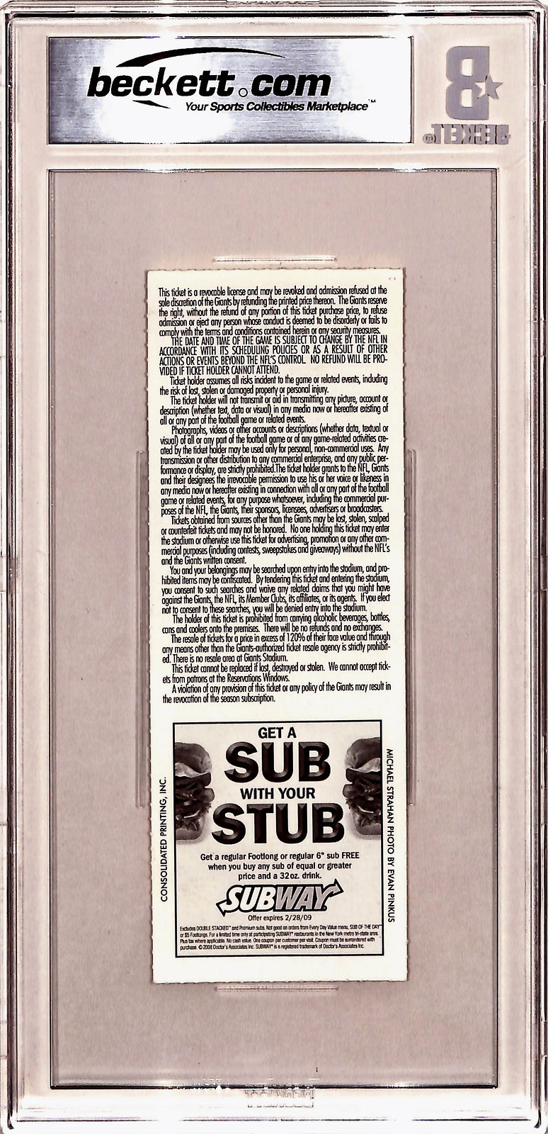 Michael Strahan Signed New York Giants Ticket Stub (Beckett Slabbed)