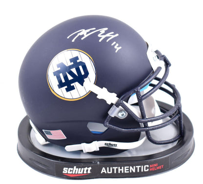 Kyle Hamilton Signed Notre Dame Fighting Irish Mini Helmet - Blue Alternate