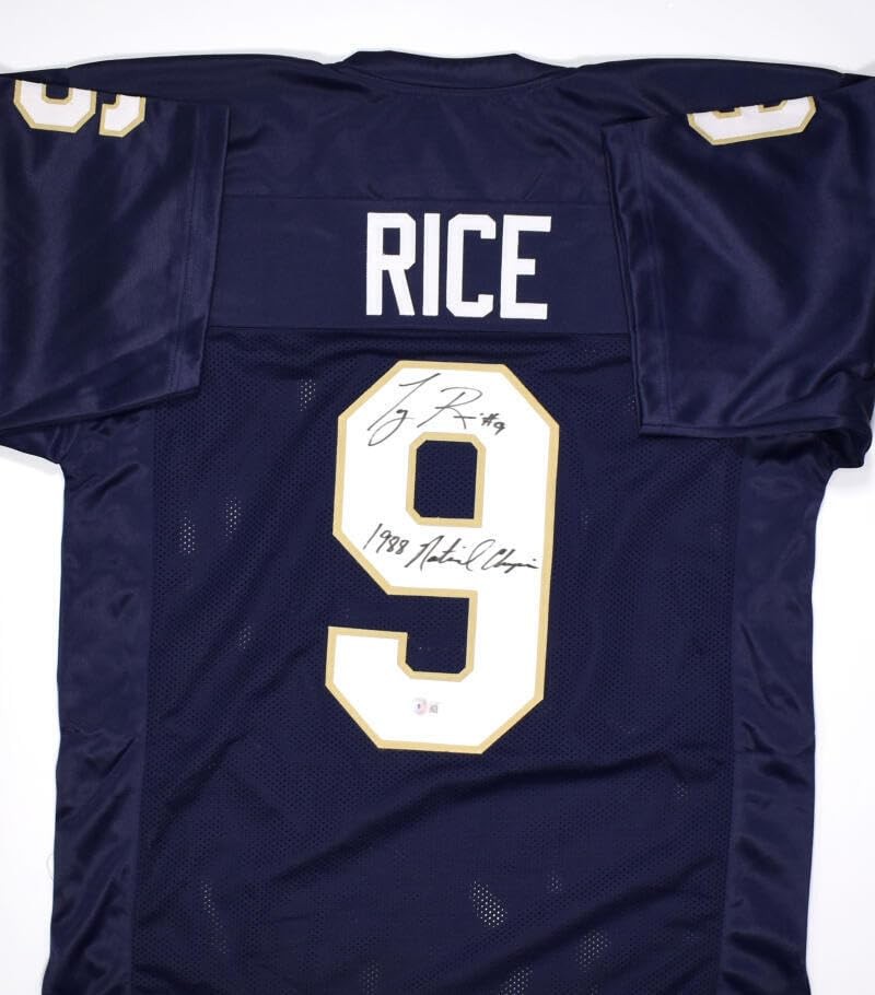 Tony Rice Signed Notre Dame Style Navy Blue Jersey