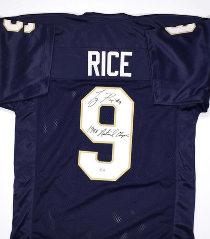 Tony Rice Signed Notre Dame Style Navy Blue Jersey