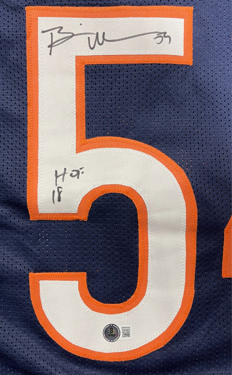 Brian Urlacher Signed Chicago Bears Custom Jersey (HOF 18) - Beckett