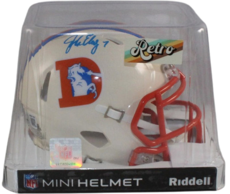 John Elway Autographed Denver Broncos Retro Mini Helmet
