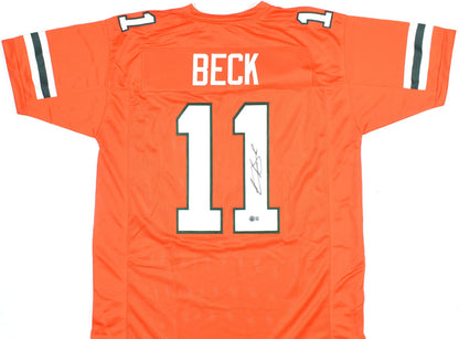 Carson Beck Autographed Miami Hurricanes Custom Orange Jersey