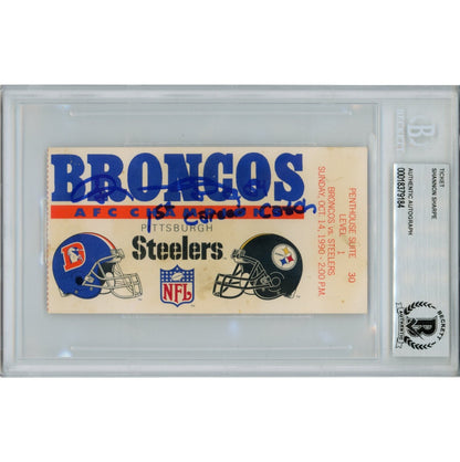 Shannon Sharpe Autographed Denver Broncos 1990 Ticket Stub (1st Career Catch)