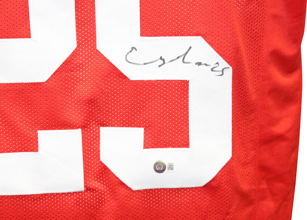 Elijah Mitchell Autographed Red Pro Style Football Jersey