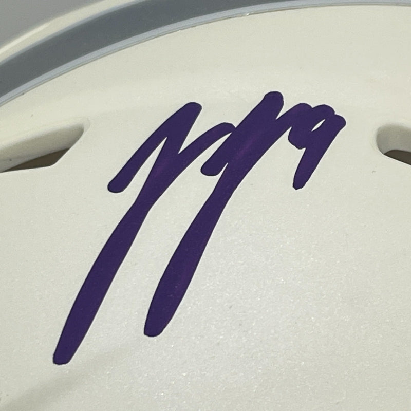 J.J. McCarthy Signed Minnesota Vikings 2024 White Alt Mini Helmet BAS