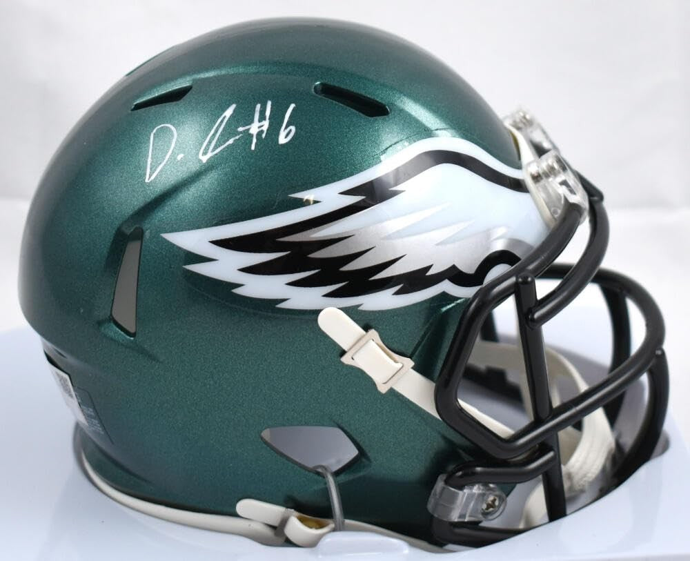 DeVonta Smith Signed Philadelphia Eagles White Speed Mini Helmet