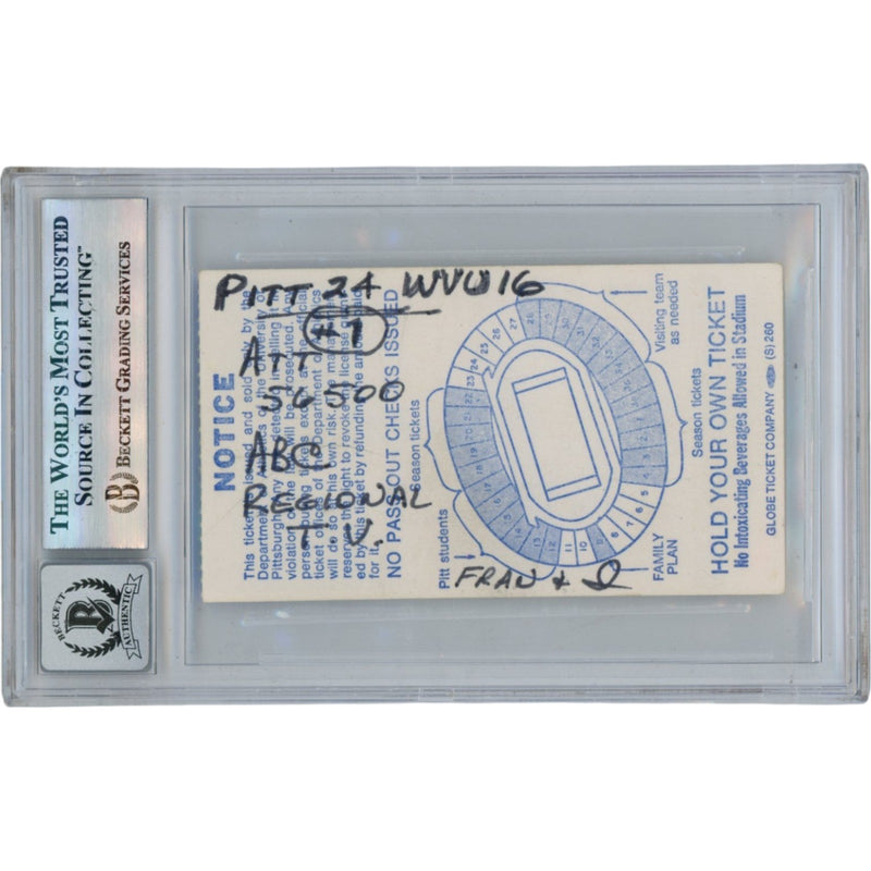 Tony Dorsett Signed Pittsburgh Panthers 1976 Ticket Stub BAS Slabbed