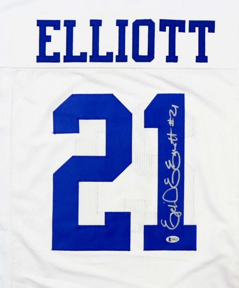 Ezekiel Elliott Signed White Custom Jersey