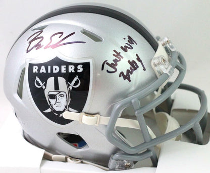 Bryan Edwards Signed Las Vegas Raiders Mini Helmet - "Just Win Baby" Inscription